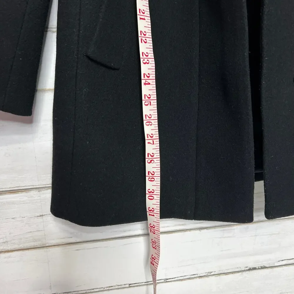 J.Crew Mercantile Black Wool Blend Zip Front Coat Women’s Size 6
